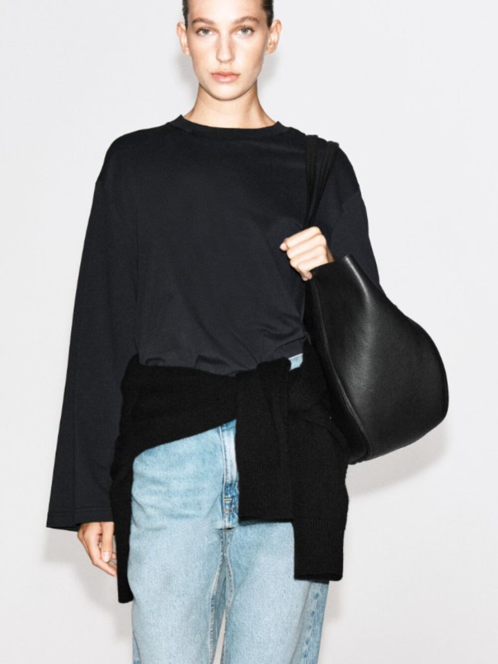 COS BRUSHED-COTTON LONG-SLEEVED T-SHIRT S